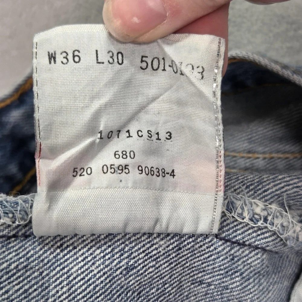 VTG Levis 501 Jeans Mens 36x30‎ Blue Made USA Button 90s Faint Stains Fits 31x29
